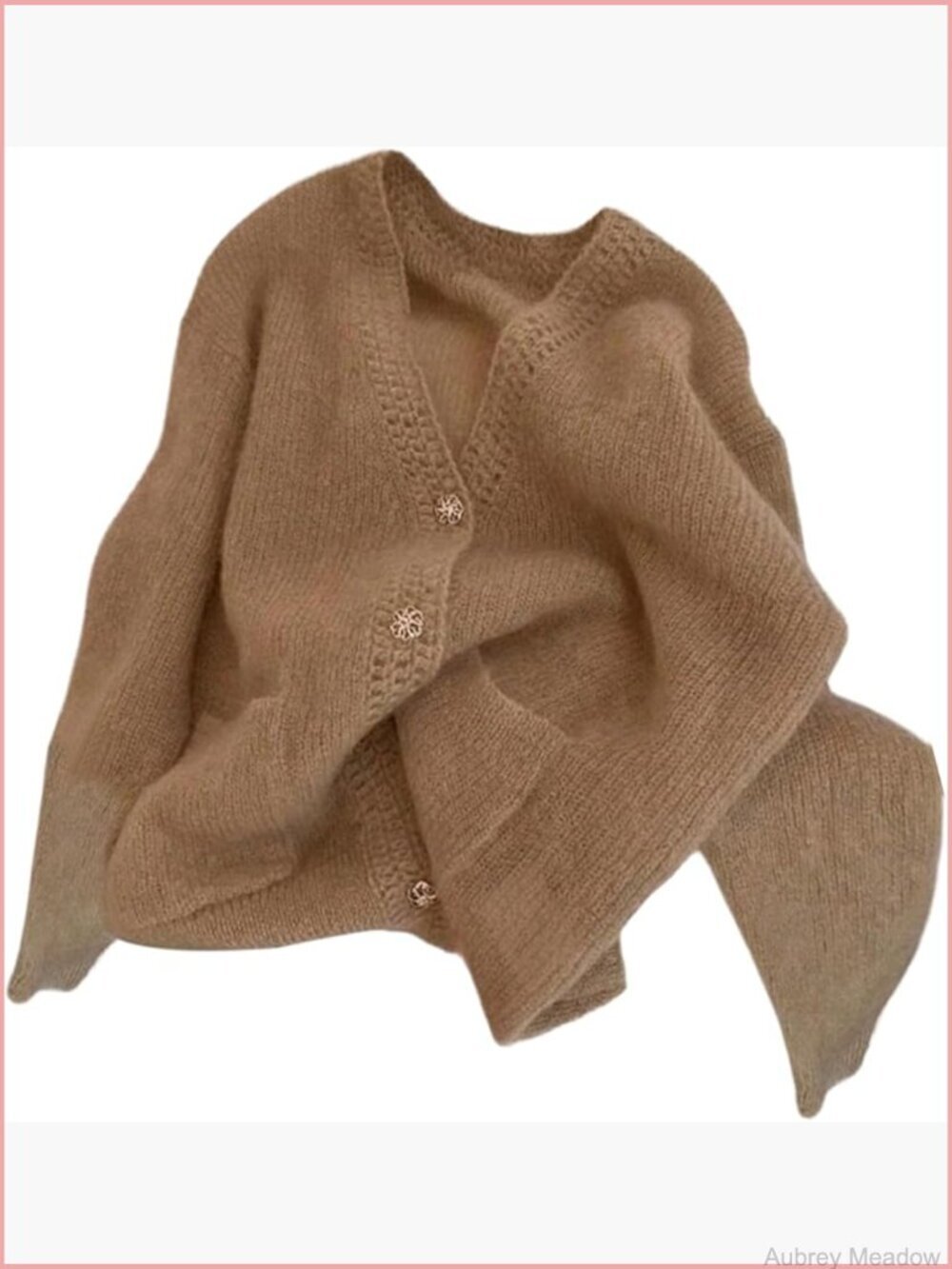 Long Sleeve V-Neck Button Down Cardigan Sweater with Pockets